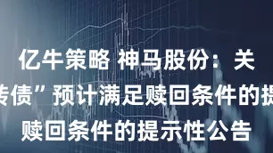 亿牛策略 神马股份：关于“神马转债”预计满足赎回条件的提示性公告